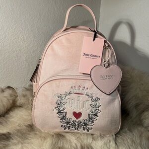 Juicy Couture Heritage Velour Backpack with Heart Charm NWT